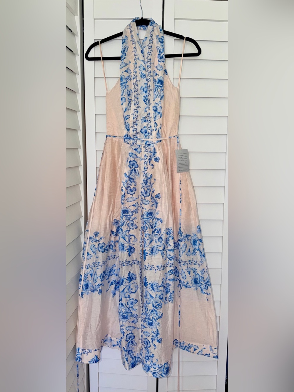 Socialite Pink and Blue Floral Halter Midi Dress